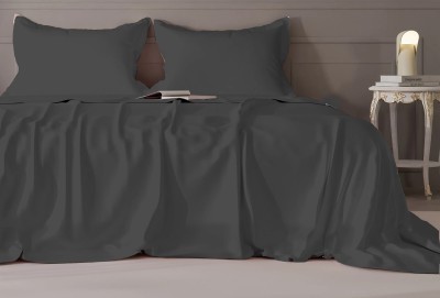 Vintana 300 TC Cotton King Solid Flat Bedsheet(Pack of 1, CHARCOAL GREY)