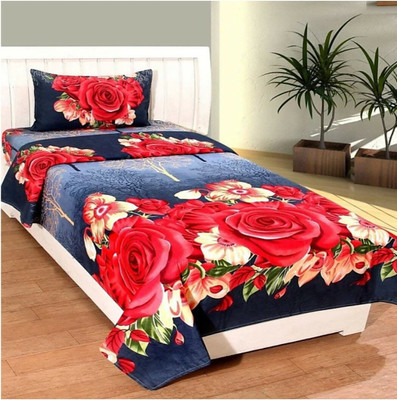 VH HUB 120 TC Cotton Single Printed Flat Bedsheet(Pack of 1, Multicolor)