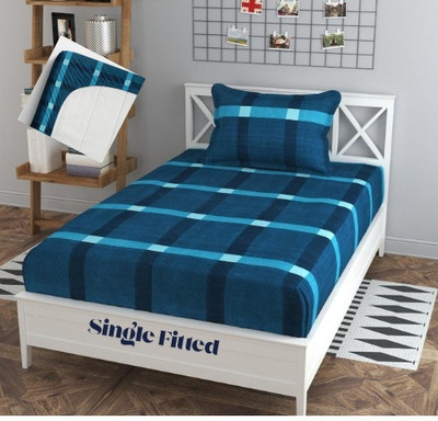 TYLORSTYLE 220 TC Cotton Single Printed Fitted (Elastic) Bedsheet(Pack of 1, Multicolor)