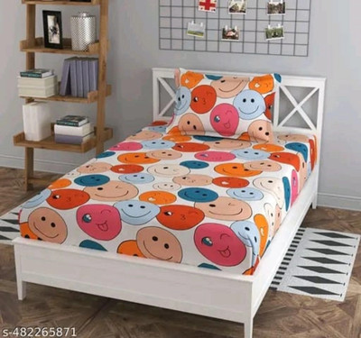 TomCruise Cotton Single Fitted (Elastic) 280 TC Floral Bedsheet(Pack of 1, Multcolor)