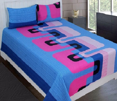 Laying Style 160 TC Cotton Single Printed Fitted (Elastic) Bedsheet(Pack of 1, Cotton Single Size Elastic Fitted Bedsheet with 1 Pillow Covers (36x78x8 inch-2)