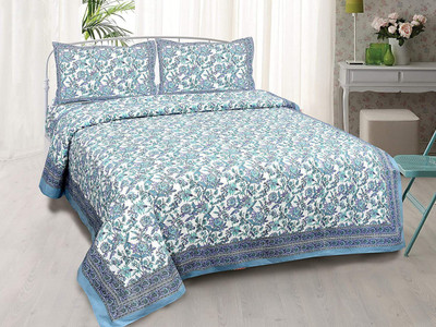 EasyGoods Cotton King Flat 240 TC Jaipuri Prints Bedsheet(Pack of 1, Red)