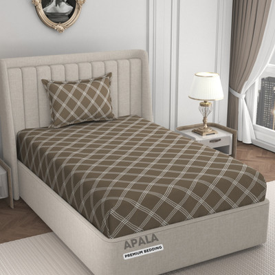 Apala 280 TC Microfiber Single Geometric Flat Bedsheet(Pack of 1, Beige)