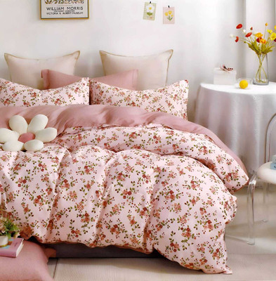 Gulraaz Cotton King Flat 220 TC Floral Bedsheet(Pack of 1, Pink)