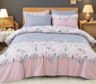 LEVONTICA Cotton Blend King Fitted (Elastic) 200 TC Floral Bedsheet(Pack of 1, Pink)