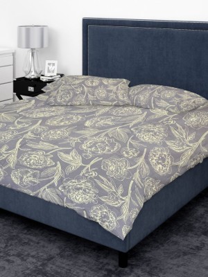 SLEEPING OWLS 144 TC Cotton Super King Floral Flat Bedsheet(Pack of 1, Purple)