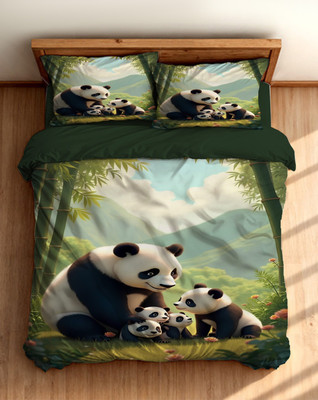 Skytex Cotton Blend Queen Flat 150 TC Cartoon Bedsheet(Pack of 1, Green)