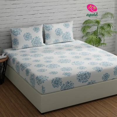 LOPUNNY 240 TC Polycotton Double Floral Flat Bedsheet(Pack of 1, White)