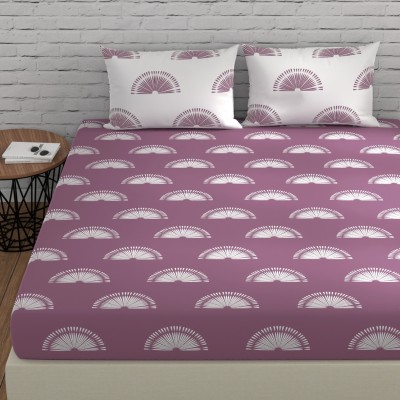 Huesland 144 TC Cotton King Printed Flat Bedsheet(Pack of 1, Grape Purple & White)