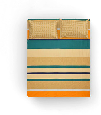 Amrange 190 TC Microfiber Double 3D Printed Flat Bedsheet(Pack of 1, Multicolor)
