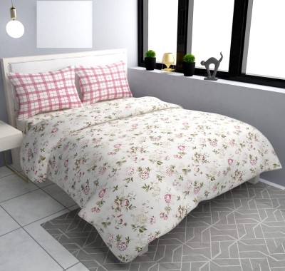 vjk fab 300 TC Cotton King Floral Fitted (Elastic) Bedsheet(Pack of 1, Multi Flower Pink)