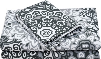 RRC 200 TC Cotton Single Floral Flat Bedsheet(Pack of 1, Grey)