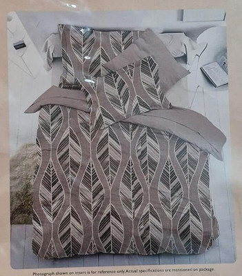 DECOR BY MOM Cotton King Flat 400 TC Printed Bedsheet(Pack of 1, Grey)