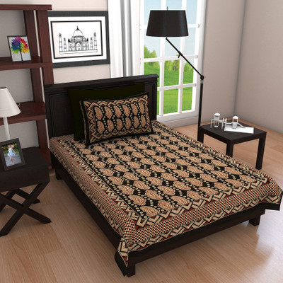 E ELMA 140 TC Cotton Single Printed Flat Bedsheet(Pack of 1, Multicolor)