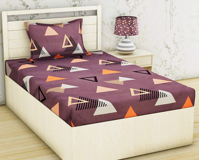 RUSTIC LINEN 144 TC Microfiber Single Printed Flat Bedsheet(Pack of 1, Purple:Black)