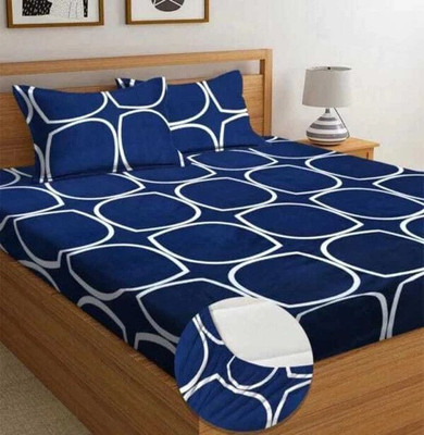 ABC Cotton King Flat 240 TC Floral Bedsheet(Pack of 1, Blue)