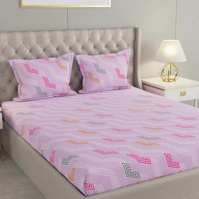 Raymond Home Cotton Super King Flat 200 TC Geometric Bedsheet(Pack of 1, Purple)