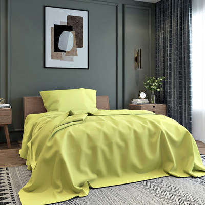 BELVOSTUM 280 TC Microfiber Single Solid Flat Bedsheet(Pack of 1, Neon Green)