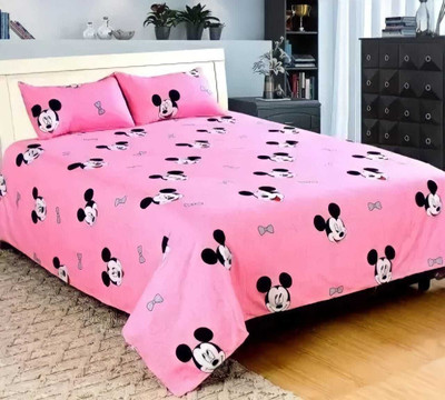 Anamika Enterprises Polycotton Double Flat 160 TC 3D Printed Bedsheet(Pack of 1, Pink)