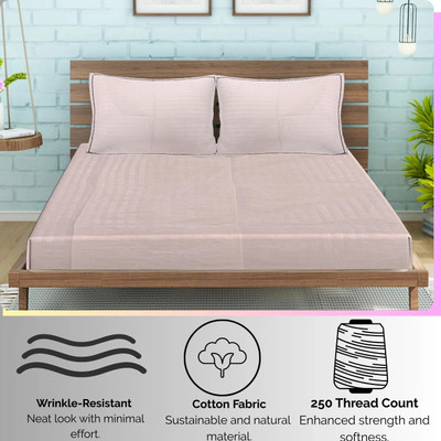 Siroki 250 TC Cotton Blend Single Solid Flat Bedsheet(Pack of 1, Cream)