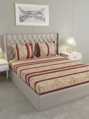 Raymond Home 104 TC Cotton Double Abstract Flat Bedsheet(Pack of 1, Red)