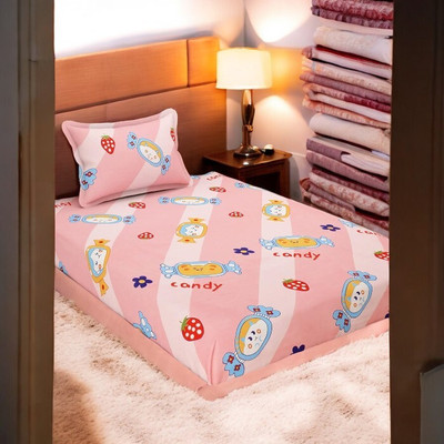 HOMYBEES 110 TC Polyester Single Abstract Flat Bedsheet(Pack of 1, Maroon)