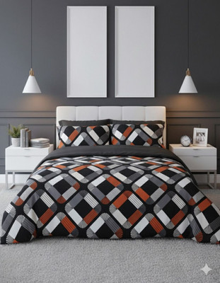 S K HANDLOOM Cotton Double Flat 145 TC Printed Bedsheet(Pack of 1, Grey)