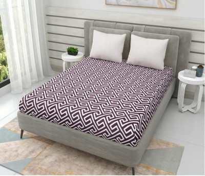 SHIRIN CREATION Microfiber King Flat 350 TC Printed Bedsheet(Pack of 1, Marron White)