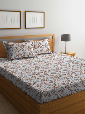 Bombay Dyeing 144 TC Cotton Double Abstract Flat Bedsheet(Pack of 1, Brown)