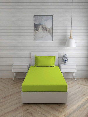 TURIYA 180 TC Microfiber Single Solid Flat Bedsheet(Pack of 1, Neon)