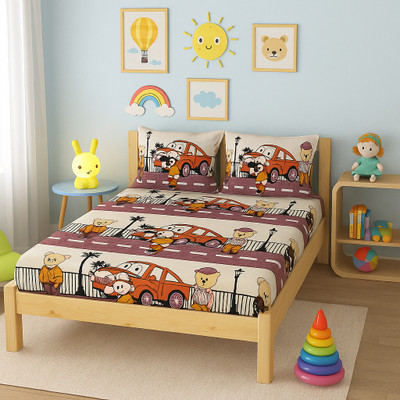 SCHp 320 TC Cotton Double Printed Flat Bedsheet(Pack of 1, B_25)