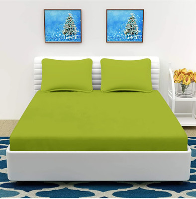 Osara Collection Microfiber Double Flat 220 TC Solid Bedsheet(Pack of 1, Green)