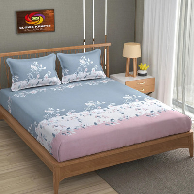 CLOVIS KRAFTS 240 TC Microfiber King Printed Fitted (Elastic) Bedsheet(Pack of 1, Multicolor)