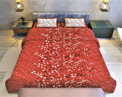 Dreamsoft Cotton Double Flat 144 TC Printed Bedsheet(Pack of 1, Maroon)
