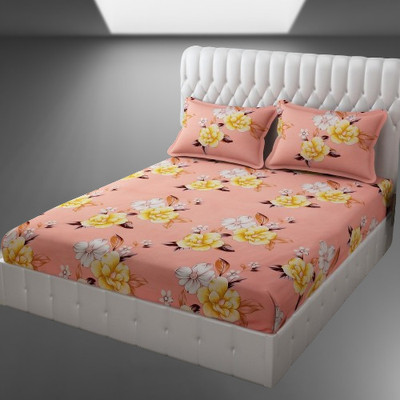 homester home 220 TC Microfiber King 3D Printed Fitted (Elastic) Bedsheet(Pack of 1, Multicolor)