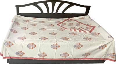 EthinicArt 80 TC Cotton Single Jaipuri Prints Flat Bedsheet(Pack of 1, Coral)
