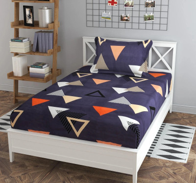 VAS COLLECTIONS Cotton Single Flat 160 TC Geometric Bedsheet(Pack of 1, Purple)
