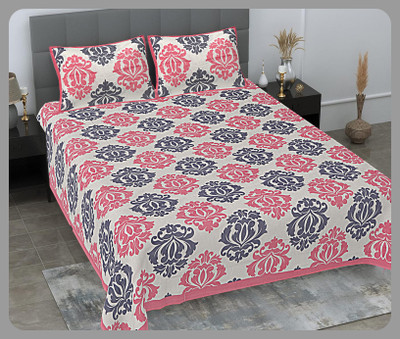 JAIPUR PRINTS Cotton Double Flat 240 TC Jaipuri Prints Bedsheet(Pack of 1, Pink)