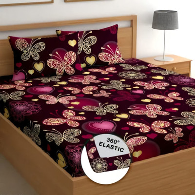 rivek Microfiber Double Flat 220 TC 3D Printed Bedsheet(Pack of 1, Maroon)