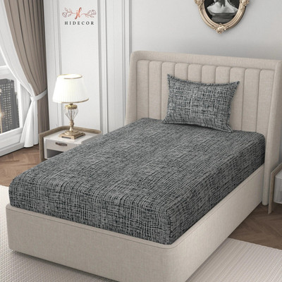 HIDECOR 280 TC Microfiber Single Printed Flat Bedsheet(Pack of 1, Grey)