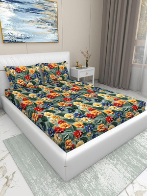 Damac Microfiber King Fitted (Elastic) 240 TC Printed Bedsheet(Pack of 1, Multicolor)