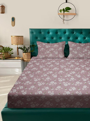 ROSARA HOME Microfiber Queen Flat 180 TC Printed Bedsheet(Pack of 1, Purple1)