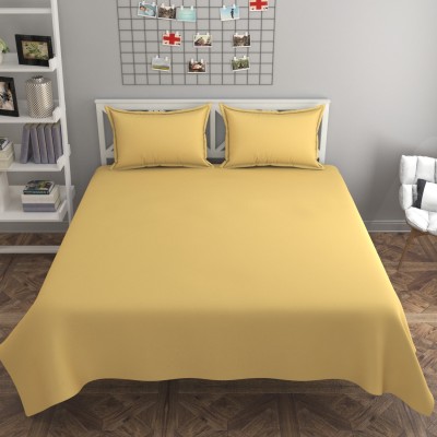 BLENZZA DECO 180 TC Cotton Double Solid Flat Bedsheet(Pack of 1, Yellow)