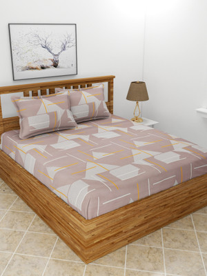 MORADO 210 TC Polycotton Double Printed Flat Bedsheet(Pack of 1, Brown)