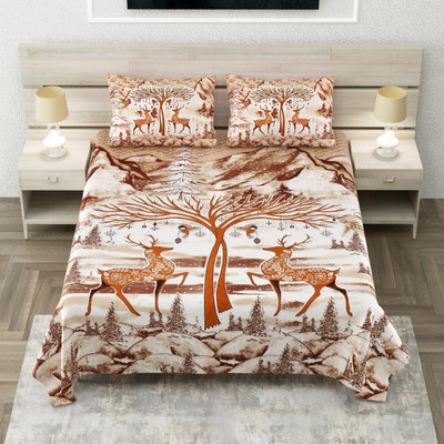 Dream Homme Cotton King Flat 240 TC Printed Bedsheet(Pack of 1, Dual Deer 1)