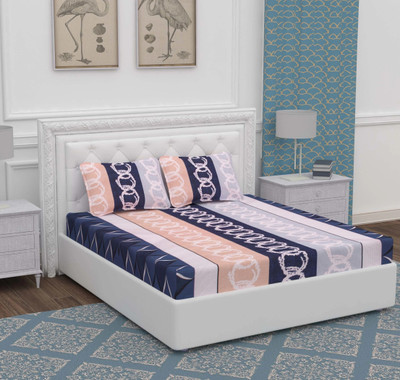 BEVI Microfiber Double Flat 300 TC 3D Printed Bedsheet(Pack of 1, Multicolor)