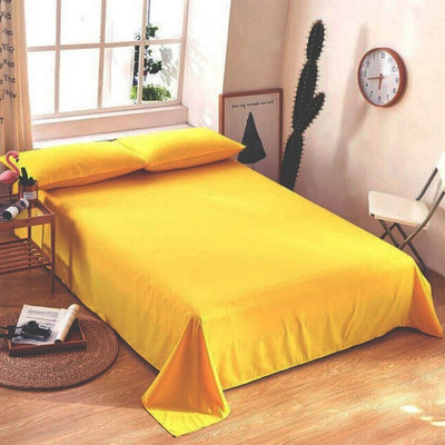 BEVI 280 TC Microfiber Single Solid Flat Bedsheet(Pack of 1, Yellow)