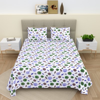 BELLA CASA 220 TC Cotton King Printed Flat Bedsheet(Pack of 1, Purple)