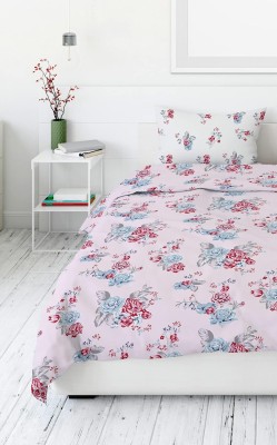 LORETO 186 TC Cotton Single Printed Flat Bedsheet(Pack of 1, Pink)
