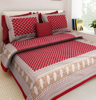 PETROSOLY 260 TC Cotton Double Printed Flat Bedsheet(Pack of 1, Multicolor)